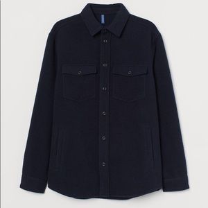 H&M Men’s Wool Blend Shirt Jacket - Dark Blue